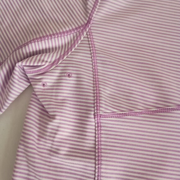 Duluth Trading Co Purple/White Stripe Workout Exercise Shirt Women’s Size L EUC - Picture 5 of 14